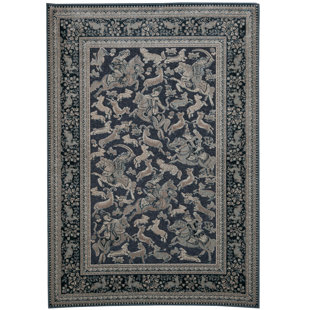 ASTORIA GRAND Adair Oriental Machine Woven Blue/Grey Area Rug