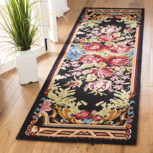 ASTORIA GRAND Frederica Floral Black/Pink Area Rug