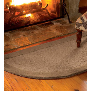 PLOW & HEARTH Madrid Banded Half-Round Hearth Rug, 2' x 4'