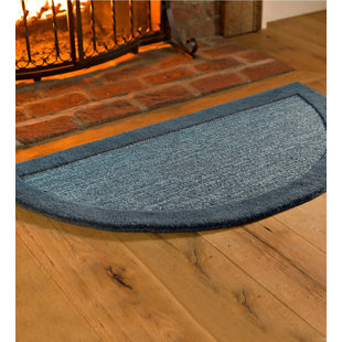PLOW & HEARTH Madrid Banded Half-Round Hearth Rug, 2' x 4'