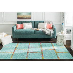 DAKOTA FIELDS Handmade Flatweave Blue Rug