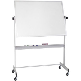 COMMCLAD Deluxe Reversible Freestanding Melamine Reversible Medium - 4' - 6' Whiteboard