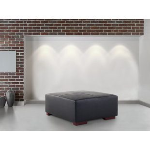 LATITUDE RUN Pineland 80cm Wide Faux Leather Square Solid Colour Cocktail Ottoman