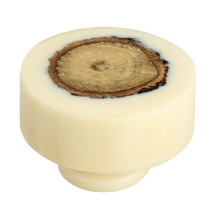 MASCOT HARDWARE Fusion Log 1-2/5 in. (35mm) White & Light Brown Cabinet Knob