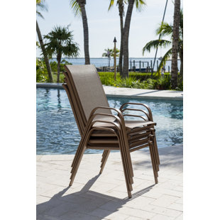 PANAMA JACK OUTDOOR Café Outdoor Stacking Dining Armchair with Cushion (Set of 4)