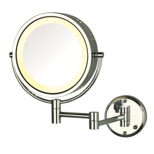 EBERN DESIGNS Akaysia 8.5" Lighted Wall Mount Magnified Makeup Mirror, Direct Wire
