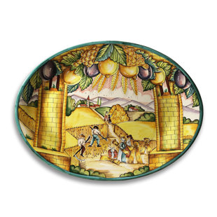 INTRADA ITALY Toscana Handmade Landscape & Nature Wall Decor on Ceramic