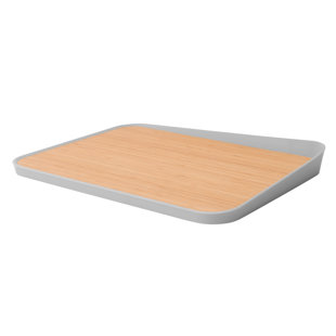 BergHOFF Leo 16.25" Bamboo Cutting Board, Anti-Slip, Rubber Ring, Grey