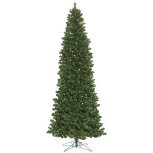 HASHTAG HOME Flocked Green Fir Artificial Christmas Tree with 300 LED Clear/White Lights
