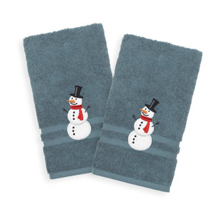 LINUM HOME TEXTILES Snowman Turkish Cotton Hand Towel (Set of 2)
