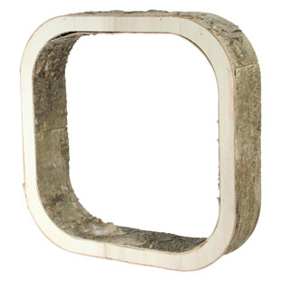 NORTHLIGHT SEASONAL 13.5" Ivory and Brown Rustic Wood Bark Square Tabletop Decor