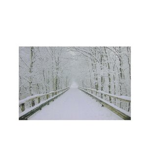 NORTHLIGHT SEASONAL Fiber Optic Lighted Winter Wooden Bridge Canvas Wall Art