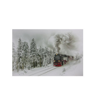NORTHLIGHT SEASONAL Fiber Optic and LED Lighted Winter Woods with Train Canvas Wall Art