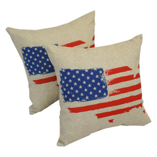 BLAZING NEEDLES Indoor/Outdoor Reversible Throw Pillow (Set of 2)