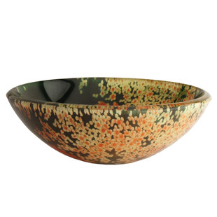 Fontaine By Italia 16.5'' Orange/Green Glass Circular Vessel Bathroom Sink