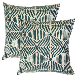 THE PILLOW COLLECTION Tricia Geometric Feather Reversible Throw Pillow (Set of 2)