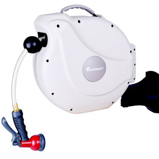 GARTENKRAFT Plastic Wall Mounted Hose Reel with Automatic Rewind