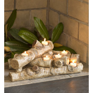 PLOW & HEARTH Logs Hearth Candle Holder