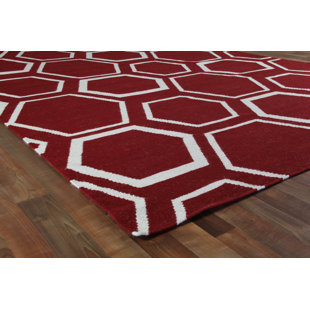EXQUISITE RUGS Geometric Flatweave Area Rug in Red/White