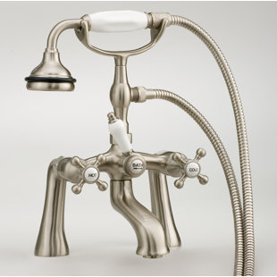 CHEVIOT PRODUCTS Double Handle Deck Mounted Clawfoot Tub Faucet Trim with Diverter and Handshower