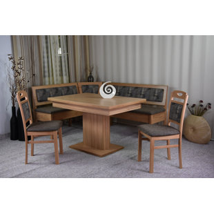 EBERN DESIGNS Essgruppe Sezen mit ausziehbarem Tisch und 2 Stühlen und Bank