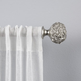 ROSDORF PARK Etheredge Exclusive Home Peony 1" Curtain Rod and Coordinating Finial Set, Adjustable
