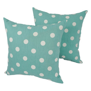 BLAZING NEEDLES Polka Dots Indoor/Outdoor Reversible Throw Pillow (Set of 2)