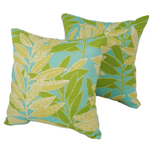 BLAZING NEEDLES Floral Indoor/Outdoor Reversible Throw Pillow (Set of 2)