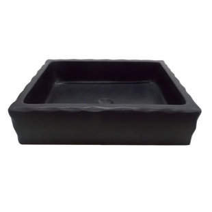 Eden Bath 15'' Black Stone Rectangular Vessel Bathroom Sink