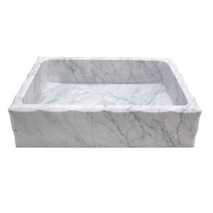 EDEN BATH Honed Antique Carrara Marble Rectangular Vessel Bathroom Sink