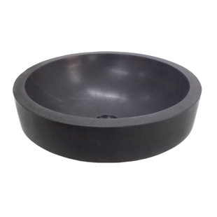 Eden Bath 17'' Black Stone Circular Vessel Bathroom Sink
