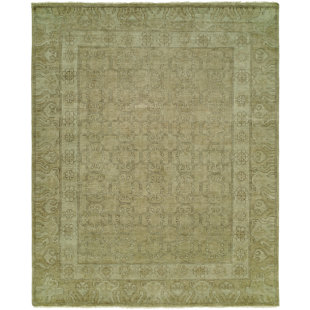 ASTORIA GRAND Maxwell Oriental Hand-Knotted Wool Olive Area Rug