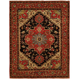 ASTORIA GRAND Martingale Oriental Hand-Knotted Wool Black/Rust Area Rug