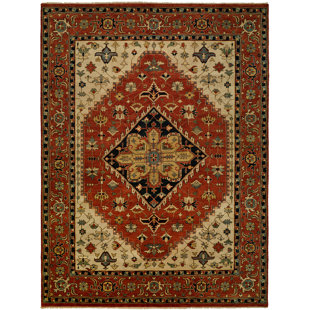 ASTORIA GRAND Martinsburg Oriental Hand Knotted Wool Rust Area Rug