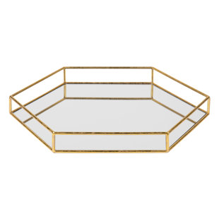 EVERLY QUINN Oksen Mirrored Hexagon Vanity Tray