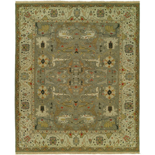 ASTORIA GRAND Mayhugh Oriental Hand-Knotted Flatweave Wool Gray Area Rug