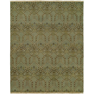 ASTORIA GRAND Mccaffrey Geometric Handmade Flatweave Wool Moss Area Rug