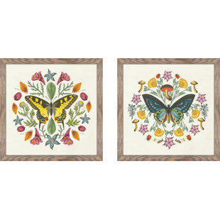 HARPER ORCHARD 'Butterfly Mandala III' 2 Piece Framed Graphic Art Print Set