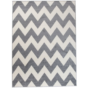 ZIPCODE DESIGN Cherry Chevron Machine Woven Grey/Ivory Area Rug