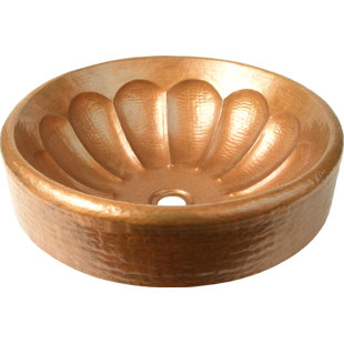 D'Vontz Copper Bathroom Sinks 17'' Metal Circular Bathroom Sink