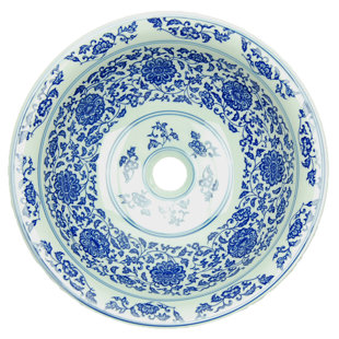 Fontaine By Italia 17'' Blue Porcelain Circular Bathroom Sink