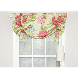 RLF HOME Floral Cotton Tie-up Window Valance in Red/Green/Beige