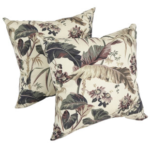 BLAZING NEEDLES Floral Indoor/Outdoor Reversible Throw Pillow (Set of 4)