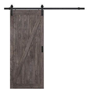 RENIN Cheval 36'' x 84'' Solid + Manufactured Wood Paneled Low-Gloss with Installation Hardware Kit Barn Door