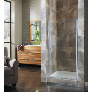 HAZELWOOD HOME Cove 28.5'' W x 65'' H Pivot Semi-Frameless Shower Door with Clear Glass
