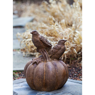 CAMPANIA INTERNATIONAL Birds on Pumpkin Statue