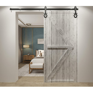 VANCLEEF Black Rustic Flame Design Non-Bypass Single Track One Door Hardware Kit