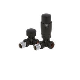 BELFRY HEATING 2 Piece Round Corner Thermostatic and Lockshield Radiator Valve Set