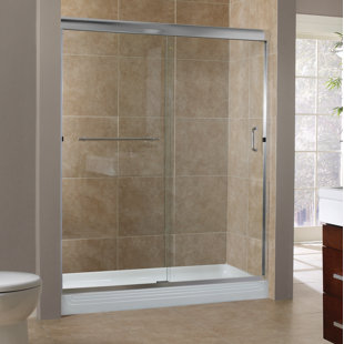 HAZELWOOD HOME Marina 44" W x 72" H Single Sliding Frameless Shower Door