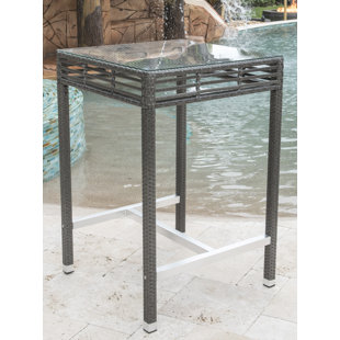 PANAMA JACK OUTDOOR Graphite Square Glass Outdoor Bar Table